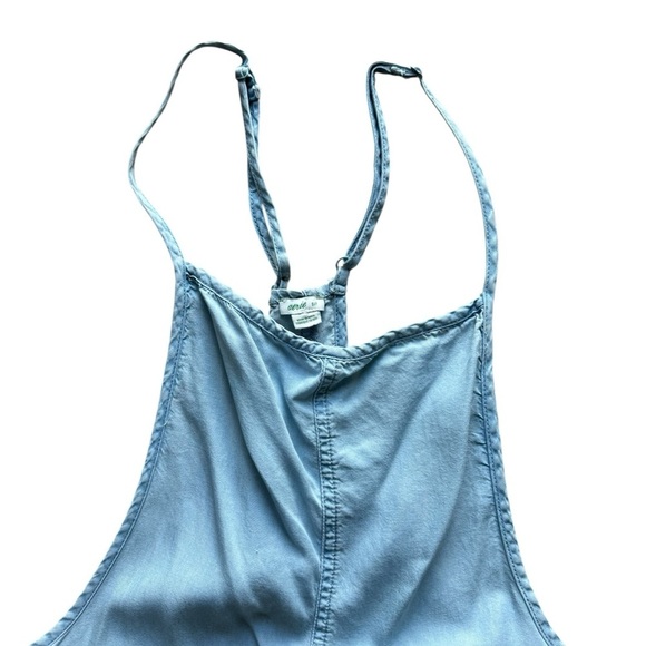 Aerie Women’s S/P Blue Chambray Bib Shortalls Overall Jumper Romper Playsuit - Picture 3 of 11